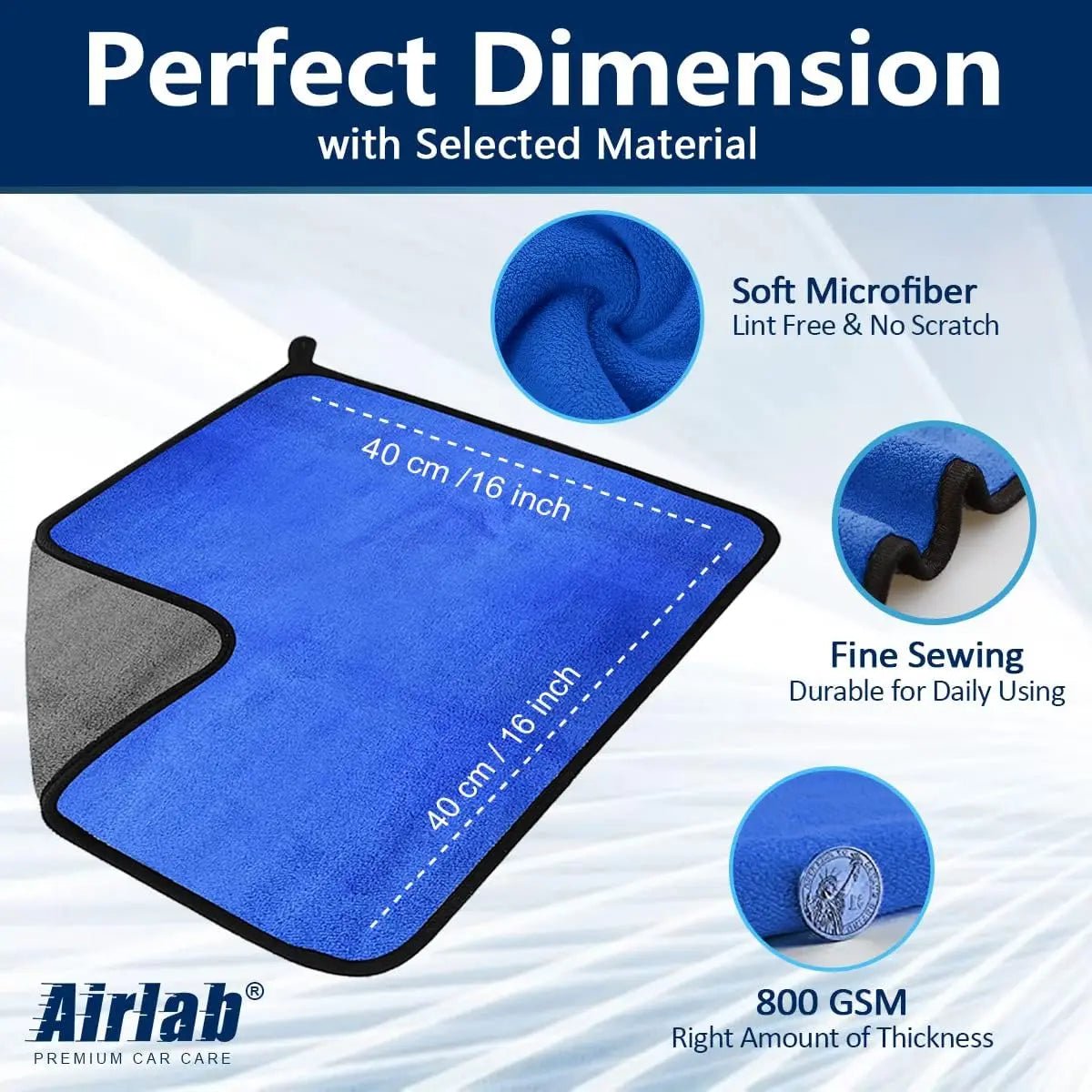1 - 4pcs Microfiber Car Washing Towel Soft Quick Drying Windows Mirrors Wiping Rags Home Double Layer Cleaning Cloths 500GSM - shift - knoobs