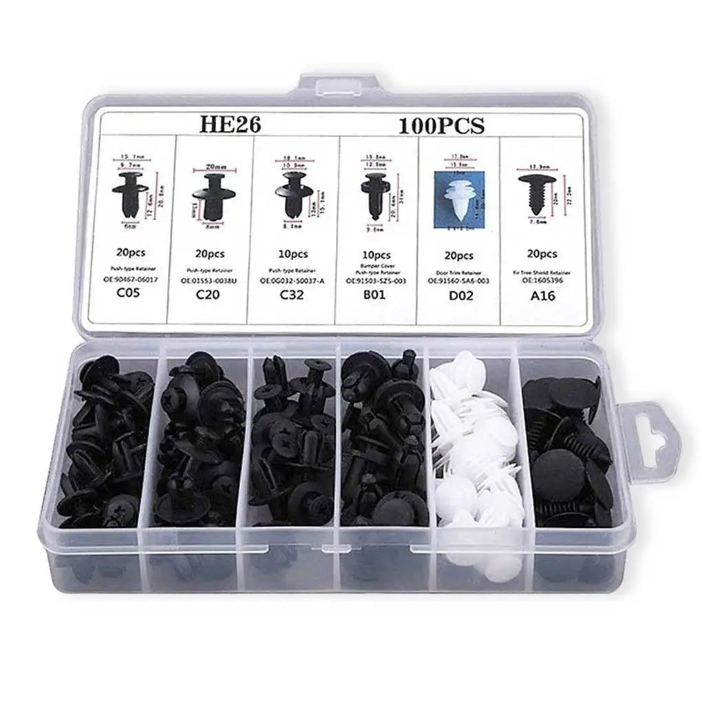 100pcs Auto Fastener Clip Car Fender Push Retainer Pin Rivet Bumper for Door Trim Panel Retainer, Box/Bag Package - shift - knoobs
