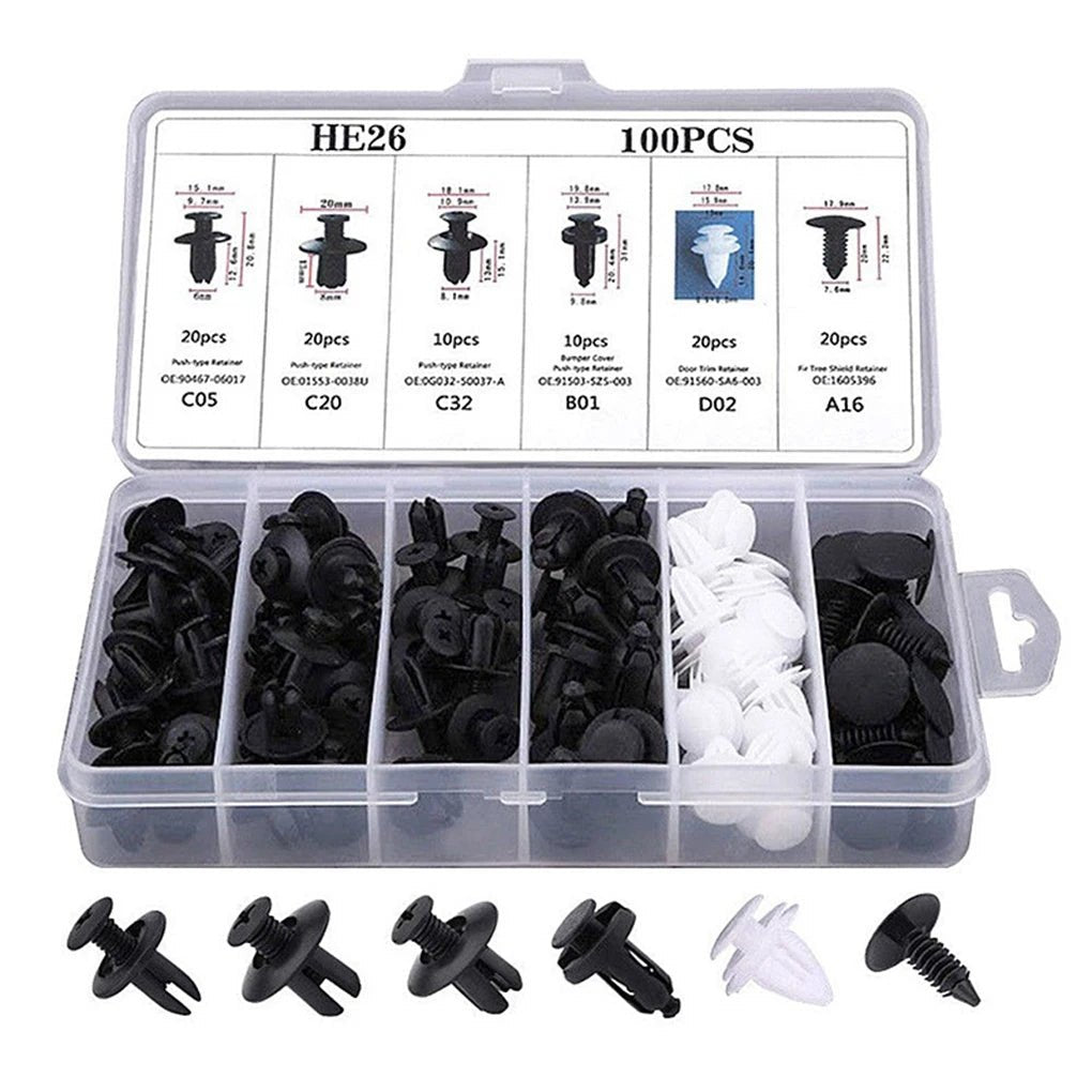 100pcs Auto Fastener Clip Car Fender Push Retainer Pin Rivet Bumper for Door Trim Panel Retainer, Box/Bag Package - shift - knoobs