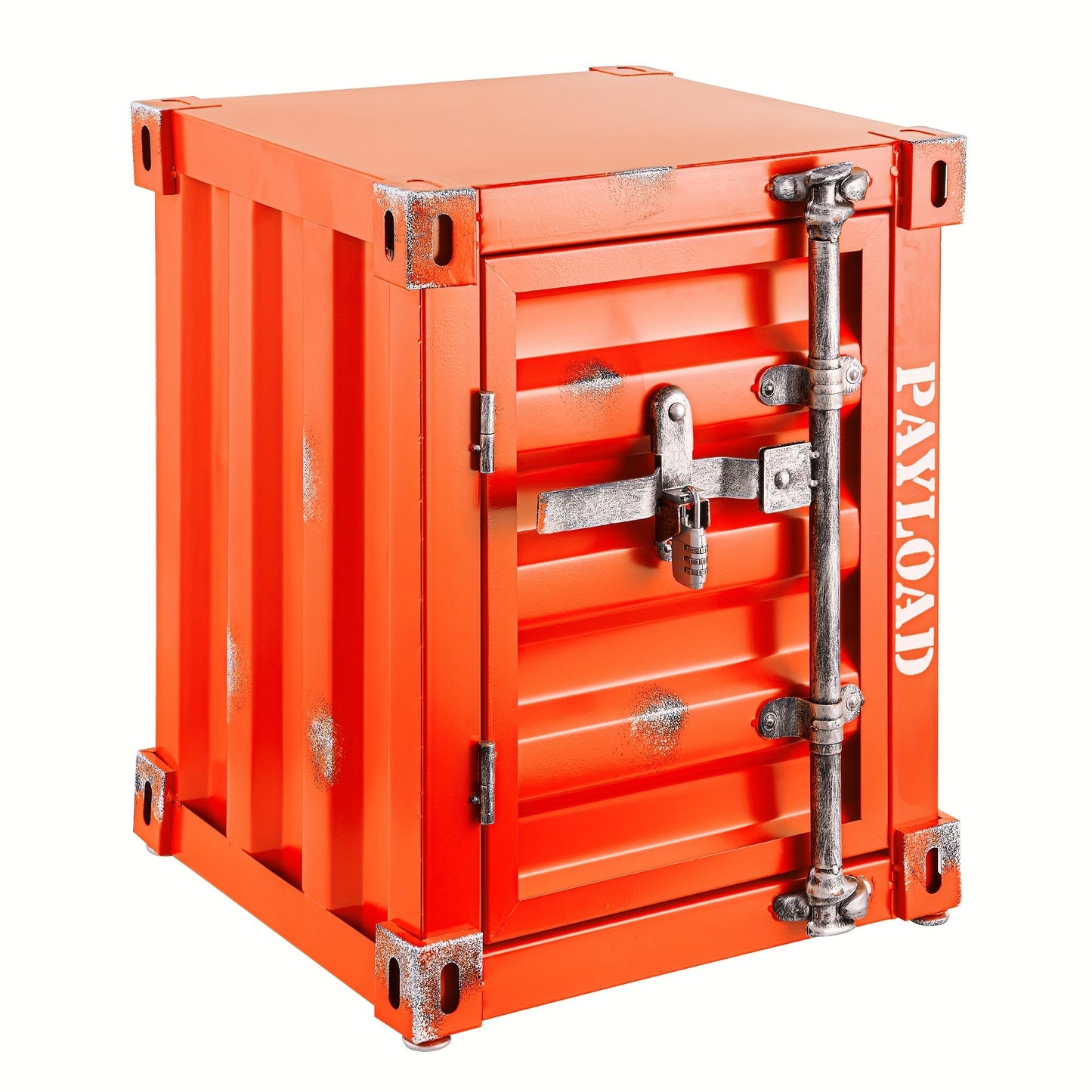 1pc 1 Door/2 Door Industrial Container, Side Table, Retro Bedside Table, Storage Cabinet With Door And Lock - shift - knoobs
