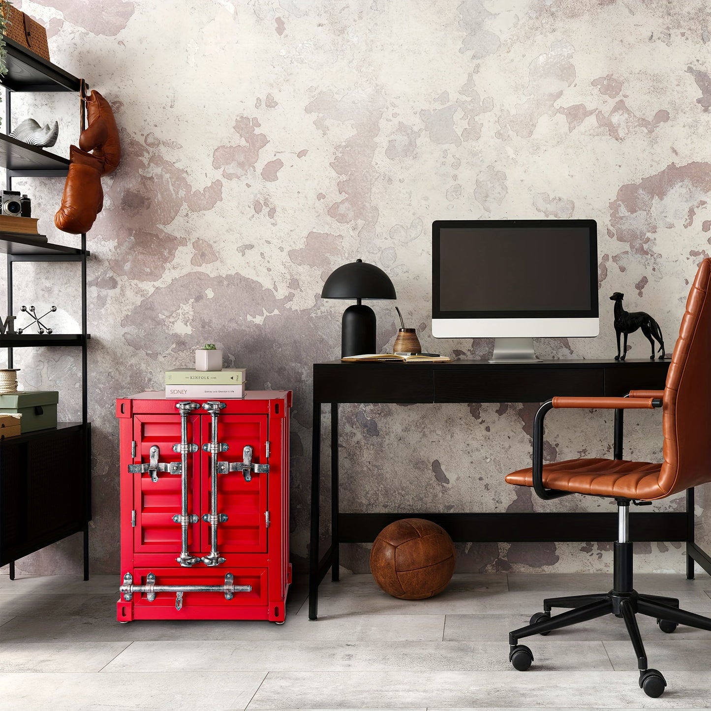 1pc 1 Door/2 Door Industrial Container, Side Table, Retro Bedside Table, Storage Cabinet With Door And Lock - shift - knoobs