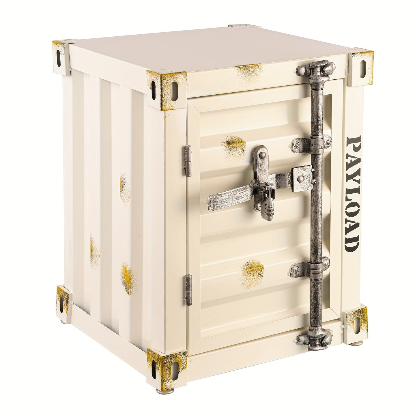 1pc 1 Door/2 Door Industrial Container, Side Table, Retro Bedside Table, Storage Cabinet With Door And Lock - shift - knoobs