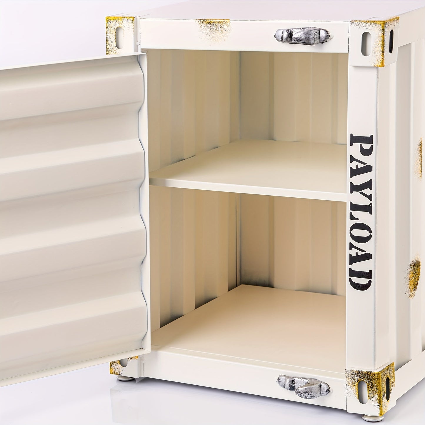 1pc 1 Door/2 Door Industrial Container, Side Table, Retro Bedside Table, Storage Cabinet With Door And Lock - shift - knoobs