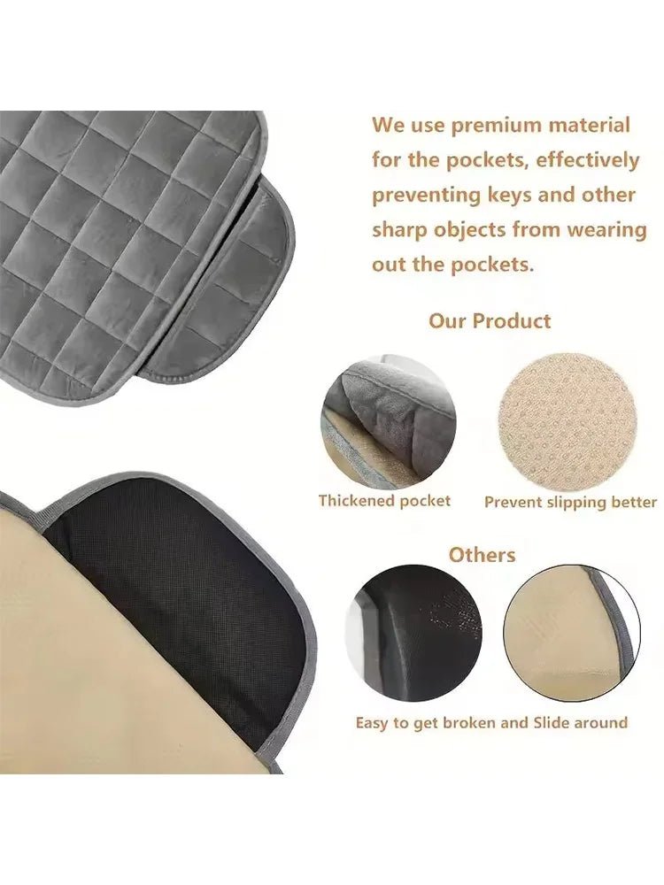 1pc New single piece backless plush car seat cushion for all seasons, non - slip and free of binding - square - shift - knoobs