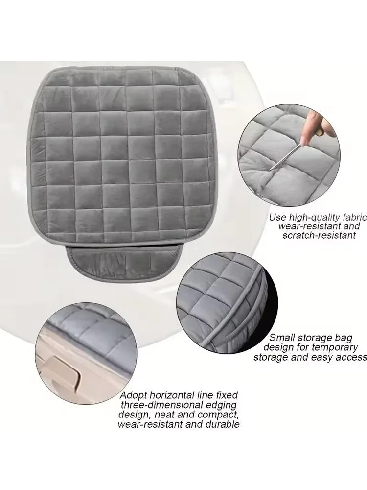 1pc New single piece backless plush car seat cushion for all seasons, non - slip and free of binding - square - shift - knoobs