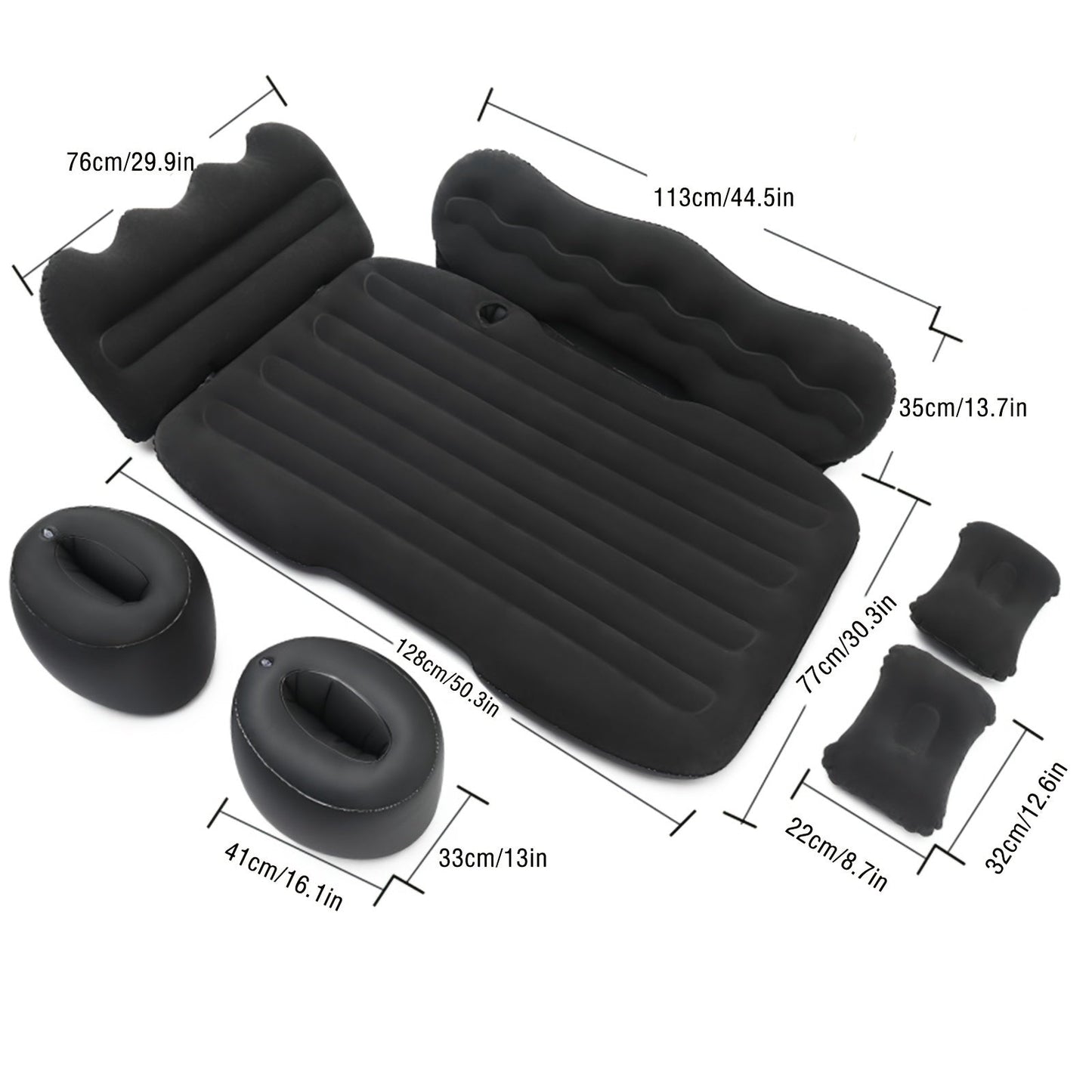 2 - Pillow Car Seat Cushion Set - Soft, Lightweight, Inflatable Trunk Mat with Air Pump for SUV, Sedan, Pickup Back Seat - Comfortable Sleeping Solution for Long Road Trips - shift - knoobs