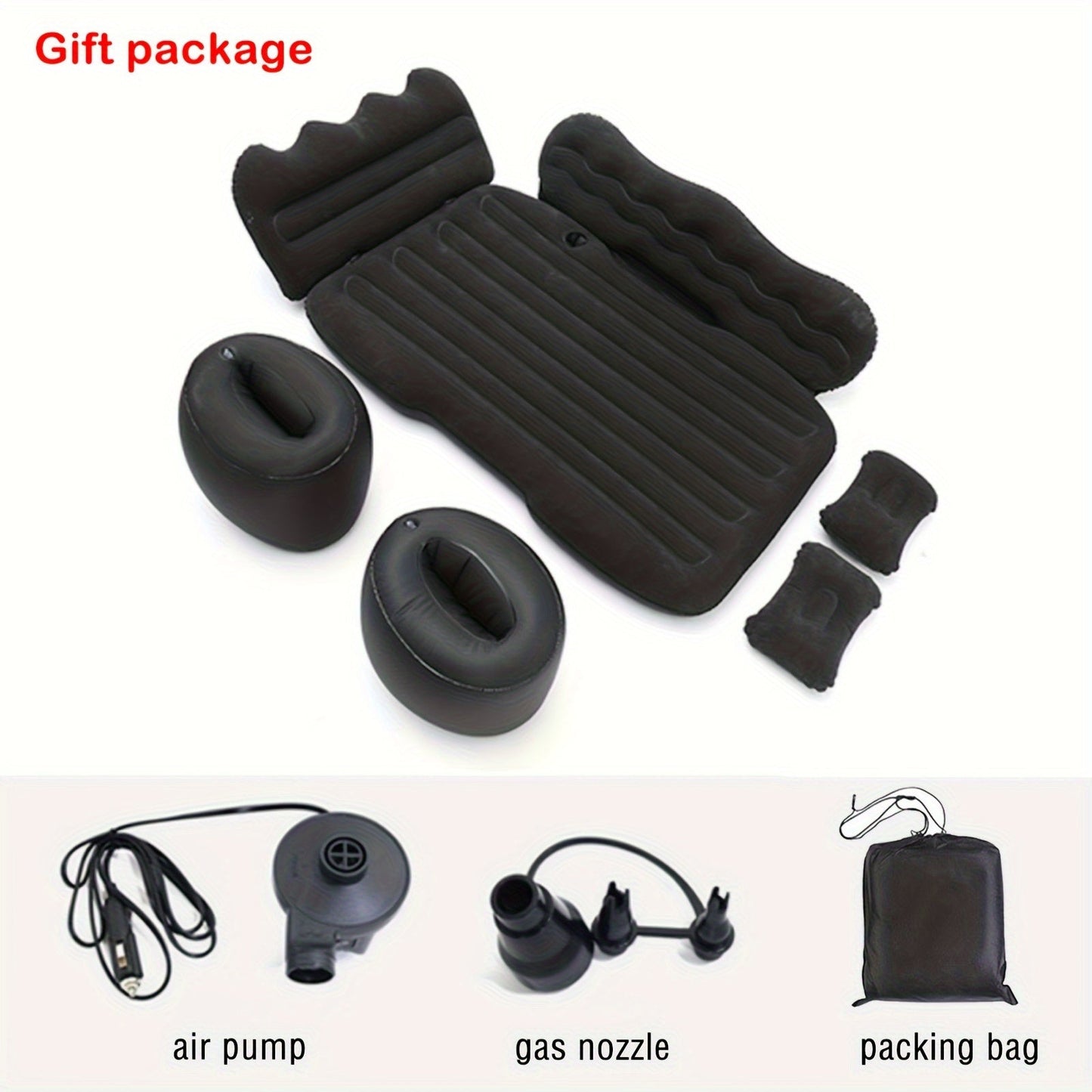 2 - Pillow Car Seat Cushion Set - Soft, Lightweight, Inflatable Trunk Mat with Air Pump for SUV, Sedan, Pickup Back Seat - Comfortable Sleeping Solution for Long Road Trips - shift - knoobs