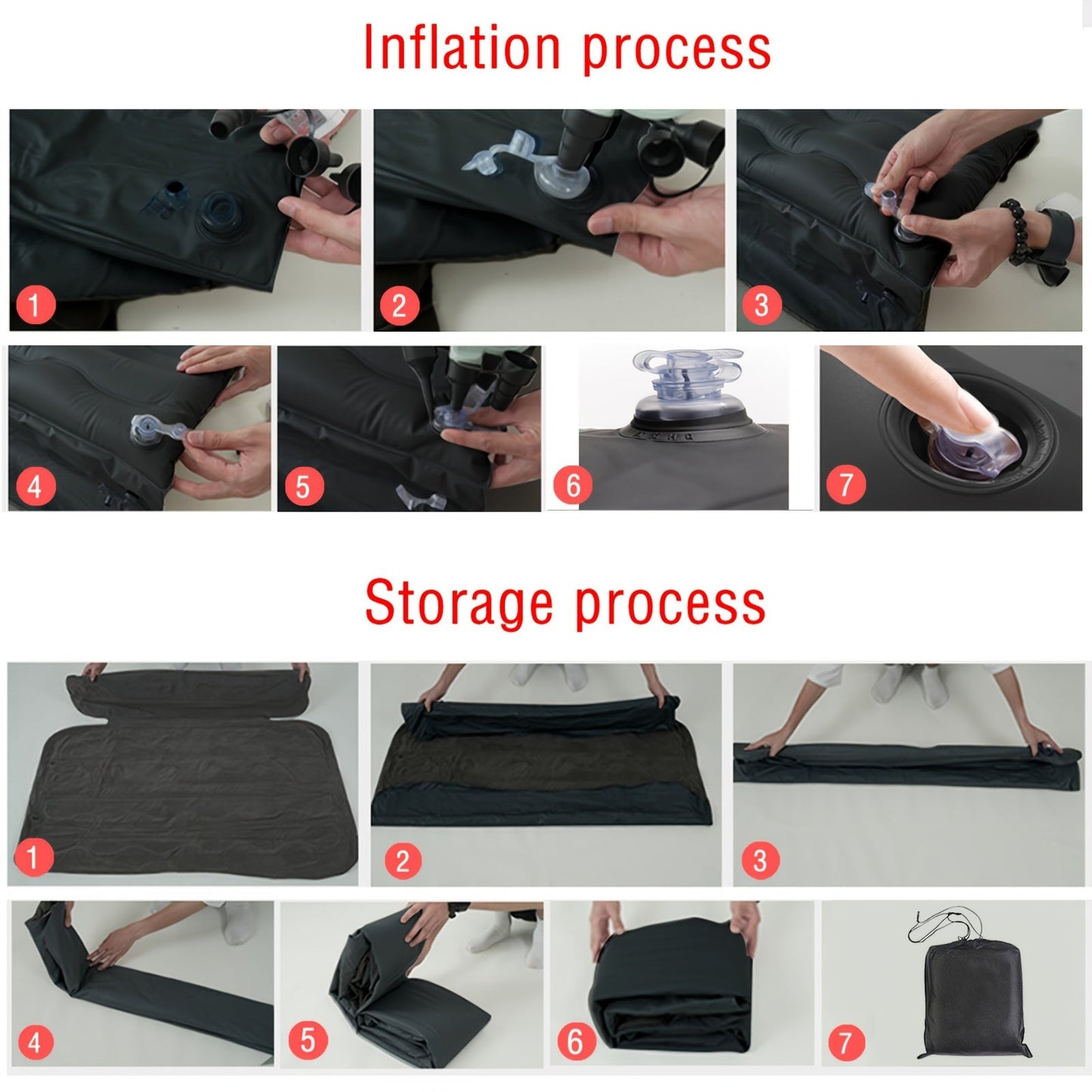 2 - Pillow Car Seat Cushion Set - Soft, Lightweight, Inflatable Trunk Mat with Air Pump for SUV, Sedan, Pickup Back Seat - Comfortable Sleeping Solution for Long Road Trips - shift - knoobs