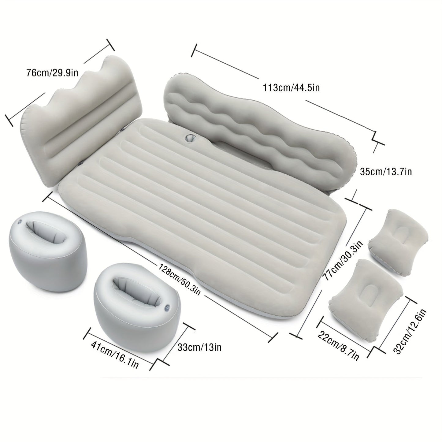 2 - Pillow Car Seat Cushion Set - Soft, Lightweight, Inflatable Trunk Mat with Air Pump for SUV, Sedan, Pickup Back Seat - Comfortable Sleeping Solution for Long Road Trips - shift - knoobs