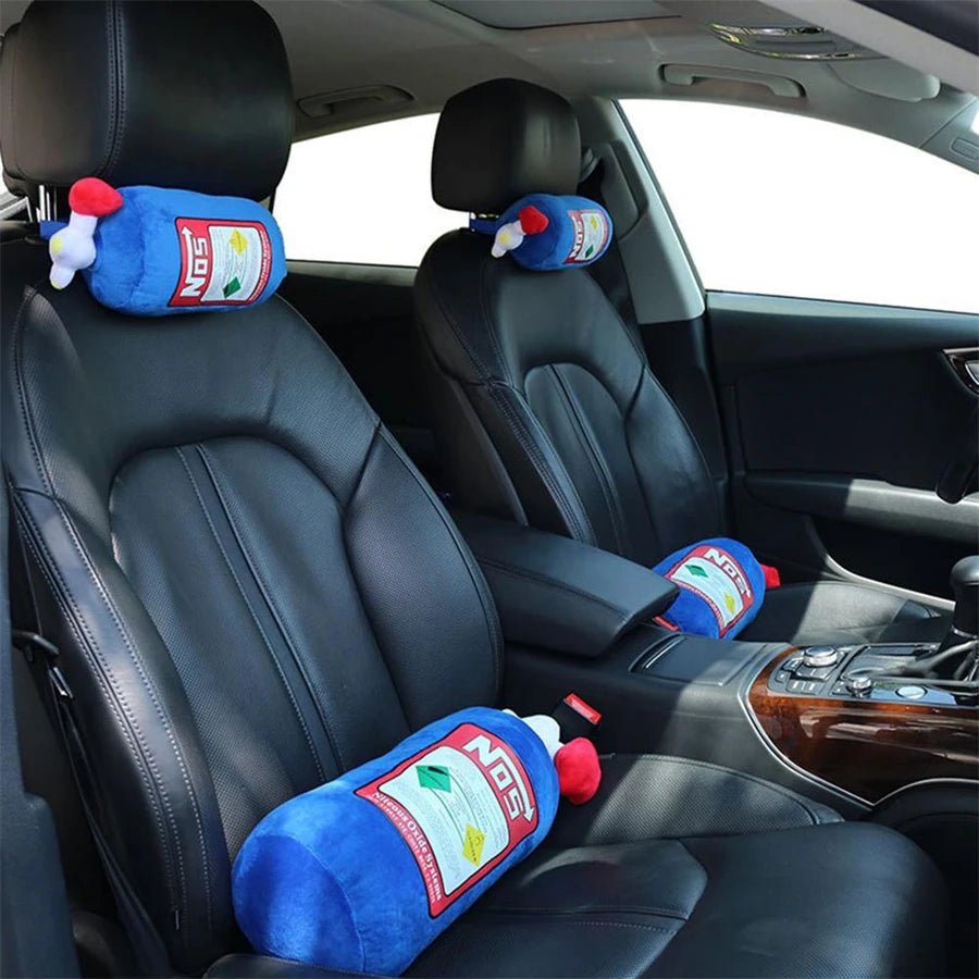 2023 New Car Neck Pillow Car Headrest for Driver Front Passenger Seat NOS Bottle Pillow Car Decor Headrest Cushion Plush Pillow - shift - knoobs
