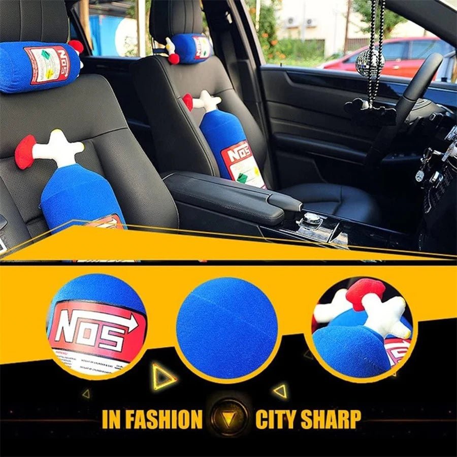 2023 New Car Neck Pillow Car Headrest for Driver Front Passenger Seat NOS Bottle Pillow Car Decor Headrest Cushion Plush Pillow - shift - knoobs