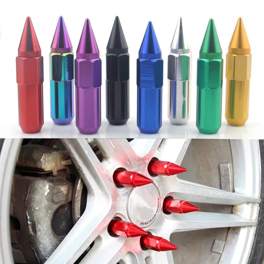 20pcs Jdm Racing Car Accessories Wheel Nuts M12x1.5 M12x1.25 Aluminum 60mm Extended Tuner Spike Lug Nuts For Cadillac Lincoln - shift - knoobs