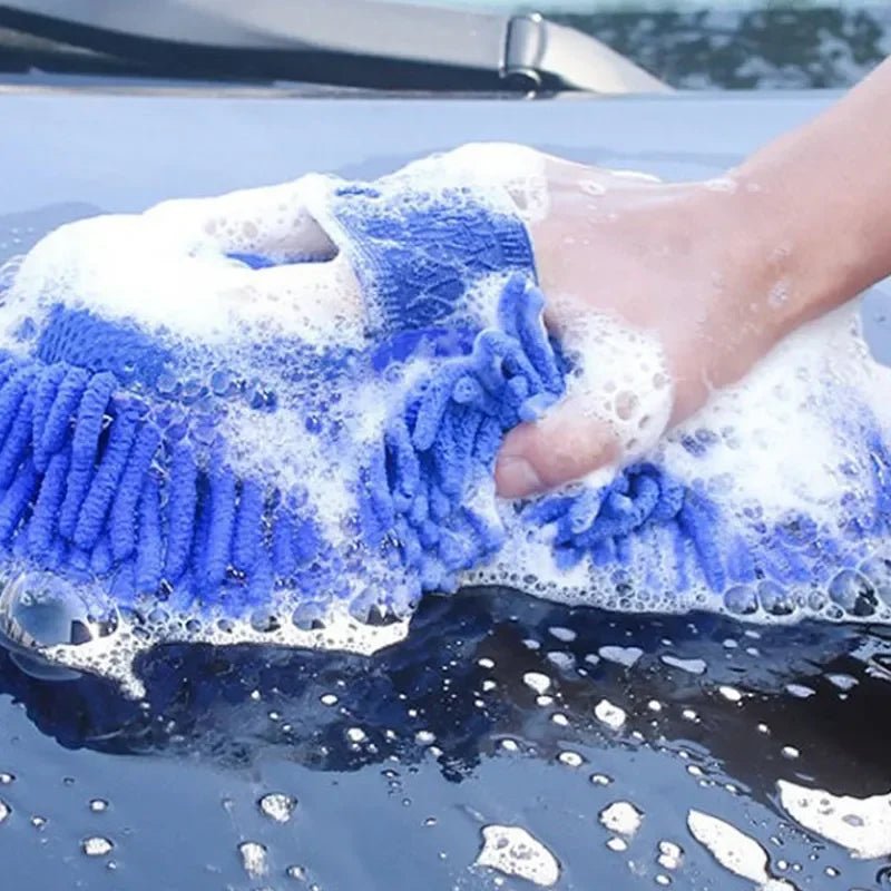 2Pcs Car Cleaning Brush Cleaner Tools Microfiber Car Washer Sponge Cleaning Washing Towel Auto Gloves Car Washing Accessories - shift - knoobs