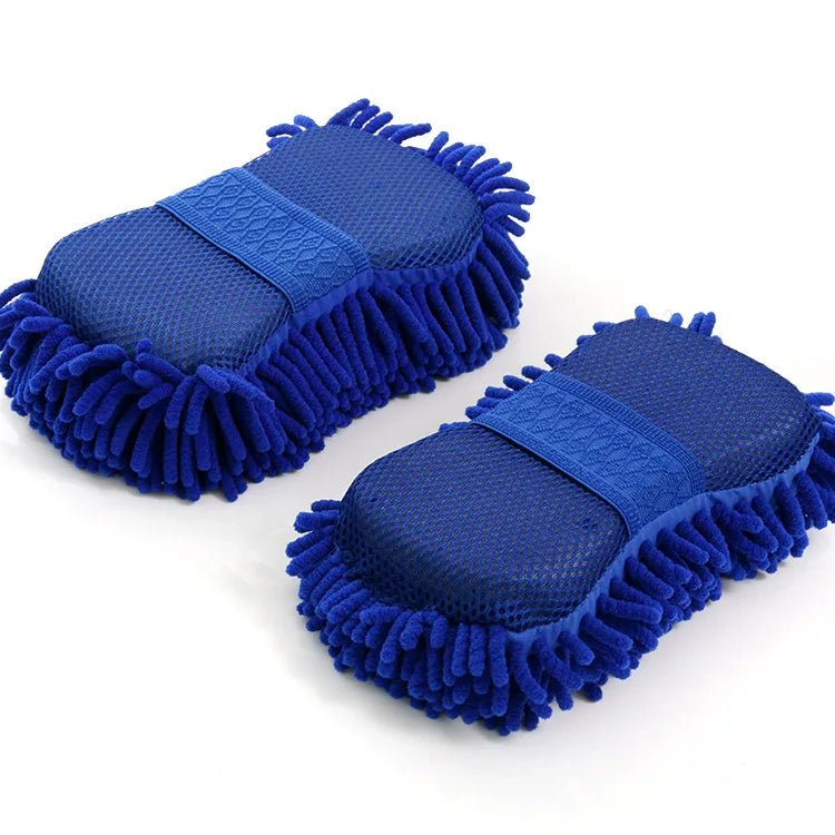 2Pcs Car Cleaning Brush Cleaner Tools Microfiber Car Washer Sponge Cleaning Washing Towel Auto Gloves Car Washing Accessories - shift - knoobs