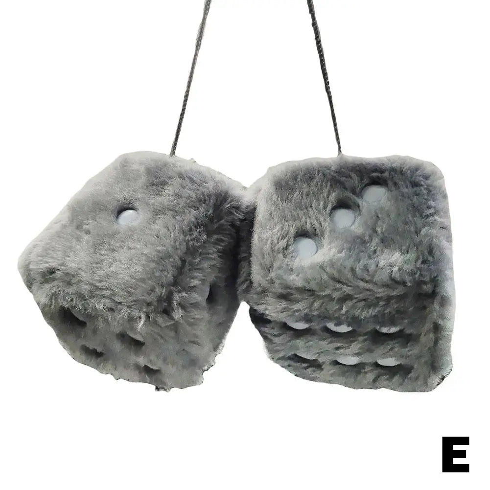 2pcs Plush Dice Car Pendant Plush Toy Cube Pendant Car Ornament Sieve Anime Car Decoration Accessories Auto Pendant - shift - knoobs