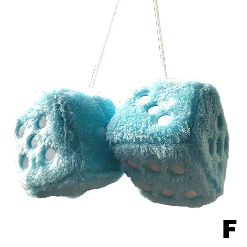 2pcs Plush Dice Car Pendant Plush Toy Cube Pendant Car Ornament Sieve Anime Car Decoration Accessories Auto Pendant - shift - knoobs