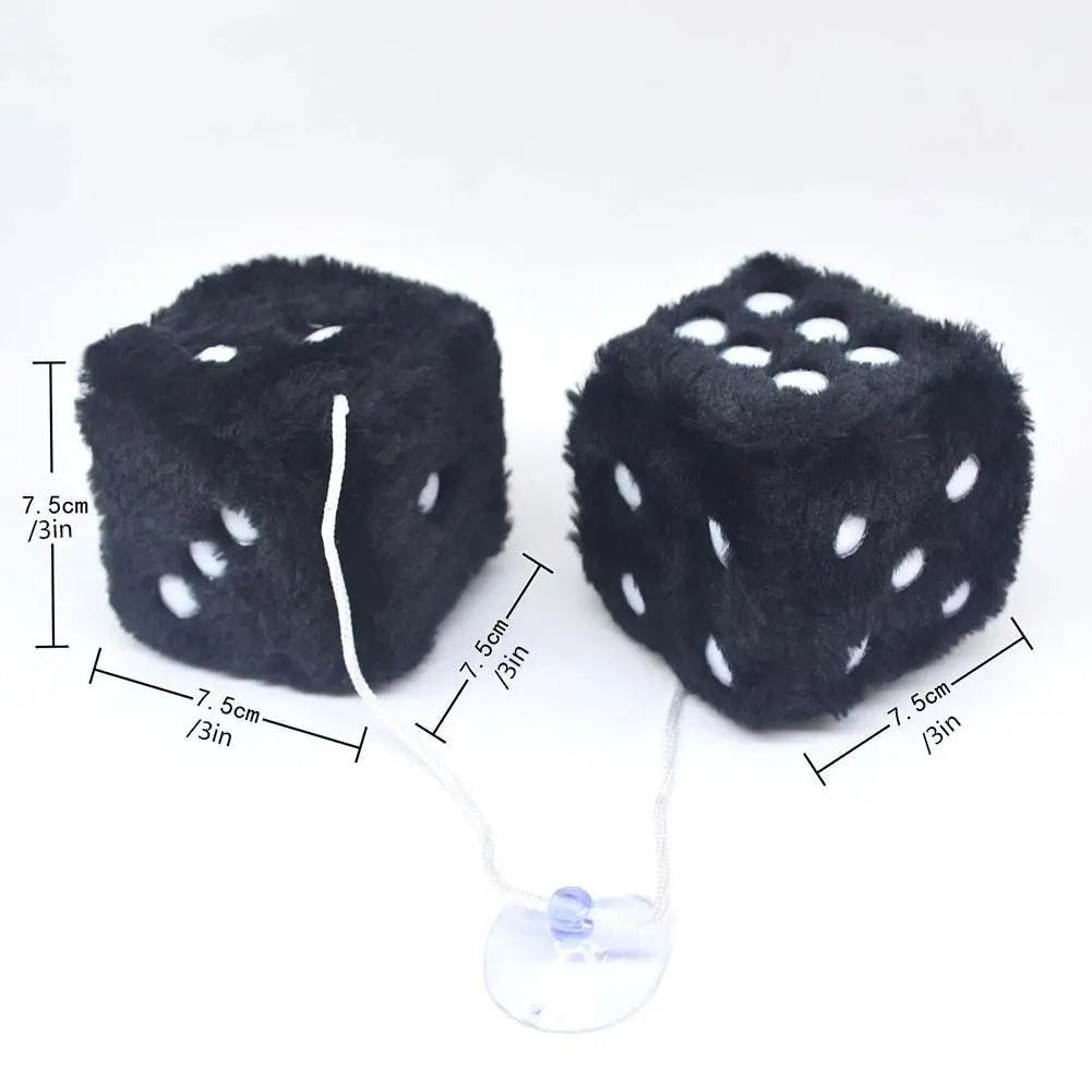 2pcs Plush Dice Car Pendant Plush Toy Cube Pendant Car Ornament Sieve Anime Car Decoration Accessories Auto Pendant - shift - knoobs