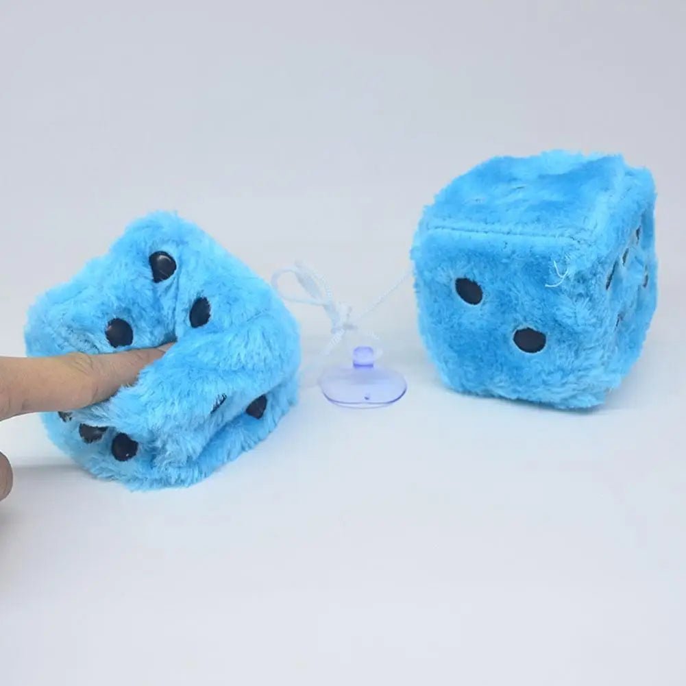 2pcs Plush Dice Car Pendant Plush Toy Cube Pendant Car Ornament Sieve Anime Car Decoration Accessories Auto Pendant - shift - knoobs