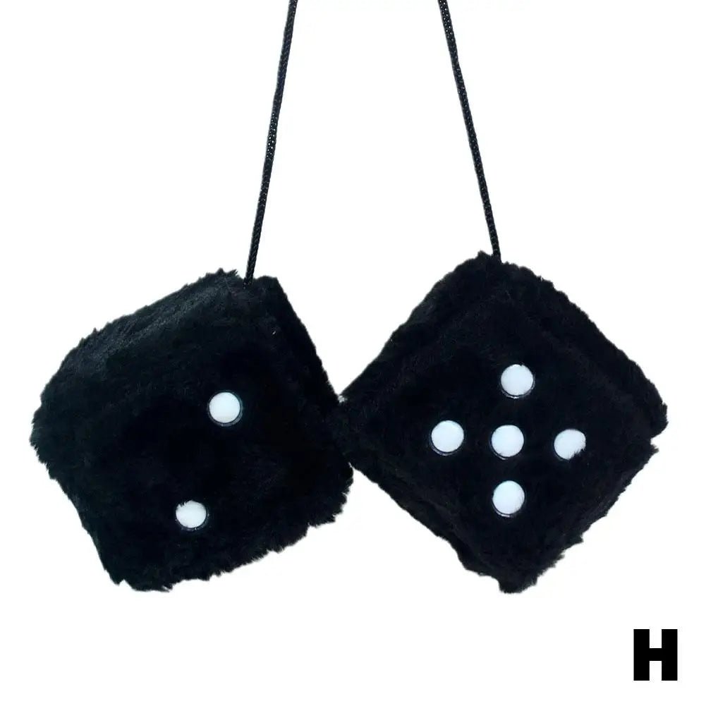 2pcs Plush Dice Car Pendant Plush Toy Cube Pendant Car Ornament Sieve Anime Car Decoration Accessories Auto Pendant - shift - knoobs