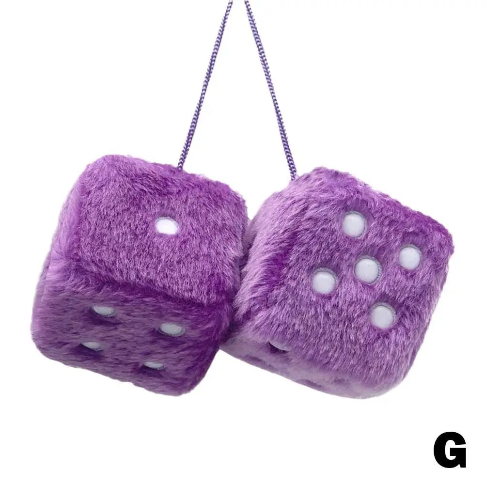 2pcs Plush Dice Car Pendant Plush Toy Cube Pendant Car Ornament Sieve Anime Car Decoration Accessories Auto Pendant - shift - knoobs