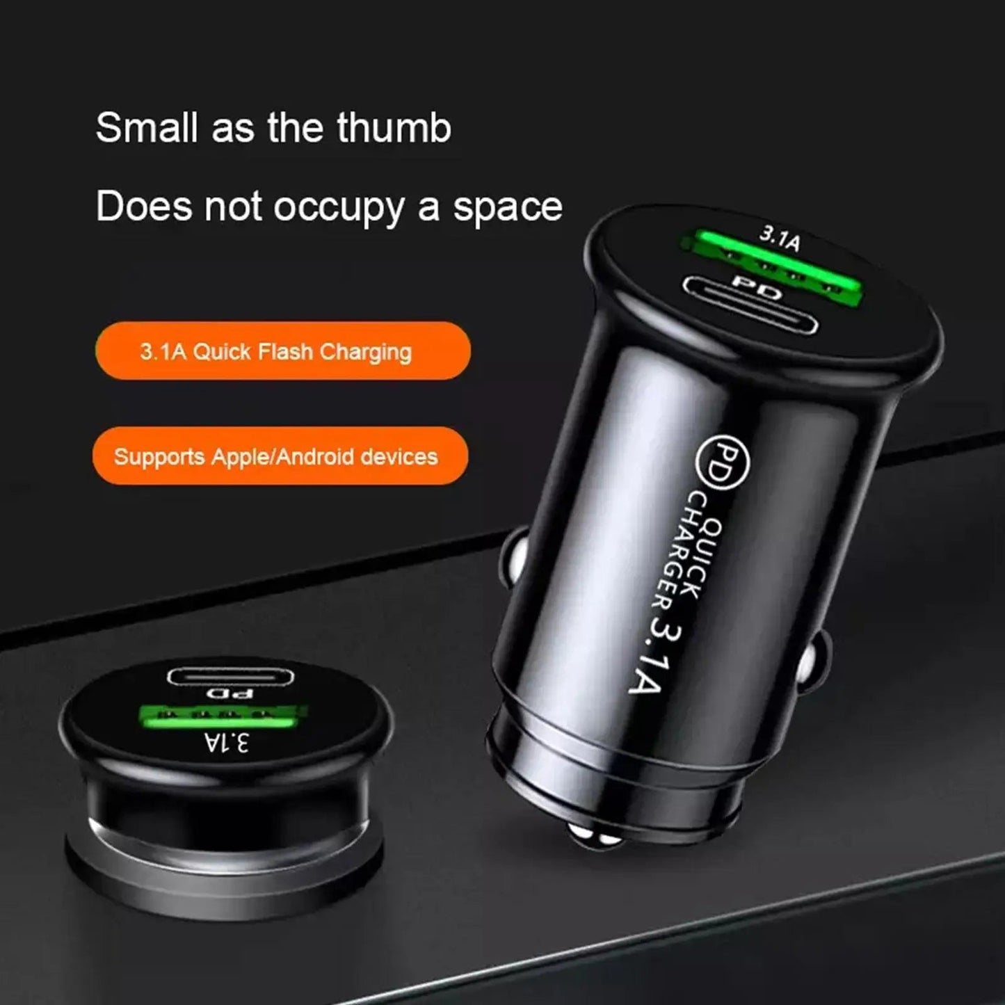 3.1A Fast Car Chargers USB PD Type C QC 3.0 Outlet Adapter Fast Charging For 12V 24V Car Truck Boat RV Motorcycle 12V/24V - shift - knoobs