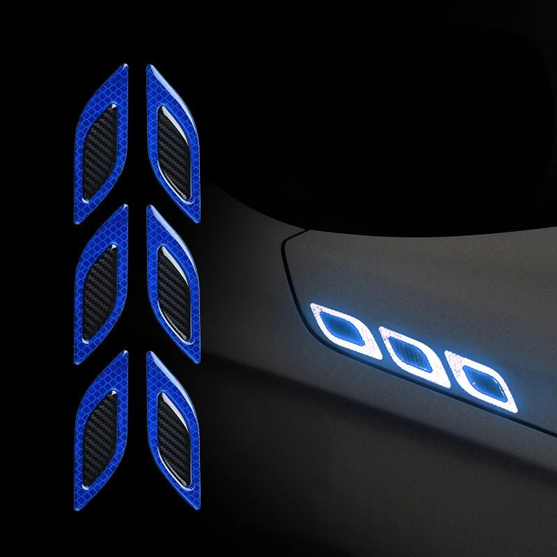 3D Car Styling Reflective Strips Carbon Fiber Reflector Sticker Truck Auto Safety Warning Tape Car Exterior Accessories 6pcs - shift - knoobs