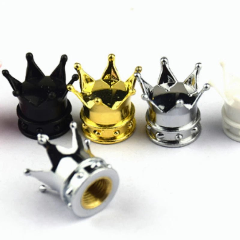 4 PCS Universal Crown Wheel Valve Covers Air Dustproof Waterproof Car Motorcycle Tyre Rim Covers Car Decoration Valve Caps - shift - knoobs