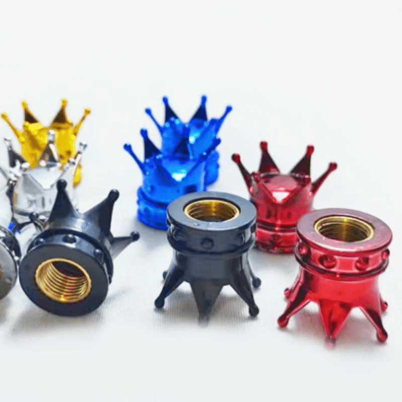 4 PCS Universal Crown Wheel Valve Covers Air Dustproof Waterproof Car Motorcycle Tyre Rim Covers Car Decoration Valve Caps - shift - knoobs