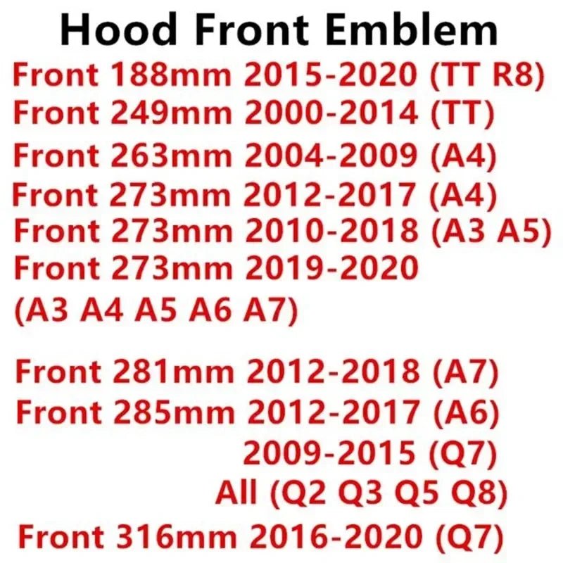 4 Ring ABS Car Hood Front Bonnet Grill Rear Trunk Emblem Logo Badge Sticker Decal For Audi A3 A4 A5 A6 A7 Q2 Q3 Q5 Q8 TT - shift - knoobs