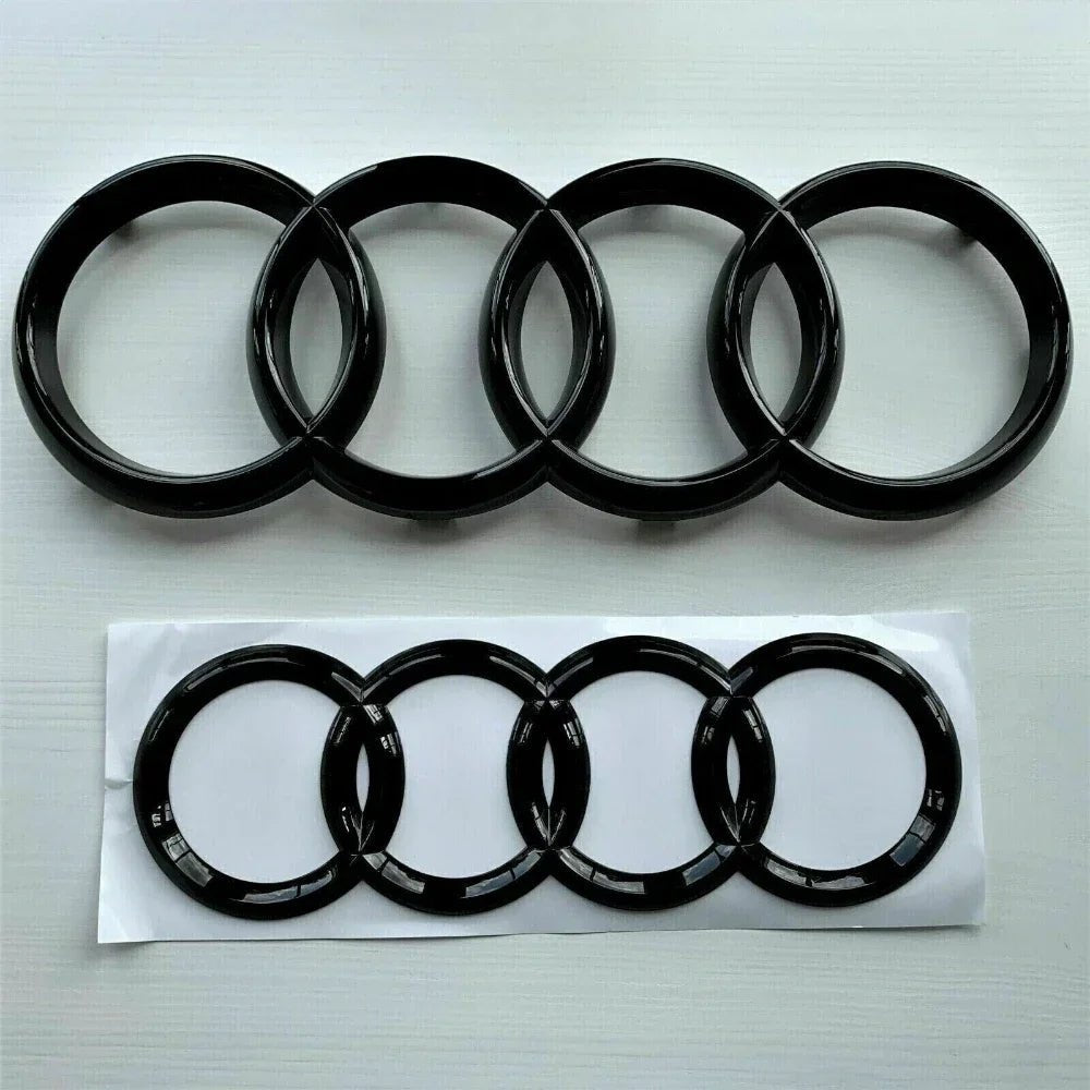4 Ring ABS Car Hood Front Bonnet Grill Rear Trunk Emblem Logo Badge Sticker Decal For Audi A3 A4 A5 A6 A7 Q2 Q3 Q5 Q8 TT - shift - knoobs
