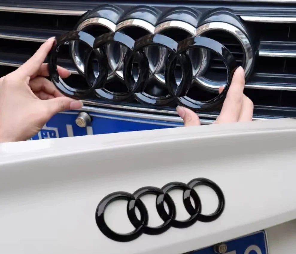 4 Ring ABS Car Hood Front Bonnet Grill Rear Trunk Emblem Logo Badge Sticker Decal For Audi A3 A4 A5 A6 A7 Q2 Q3 Q5 Q8 TT - shift - knoobs