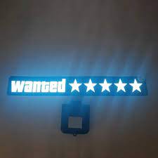 5 Stars Wanted Level Led Window/Windshield Sticker - shift-knoobs