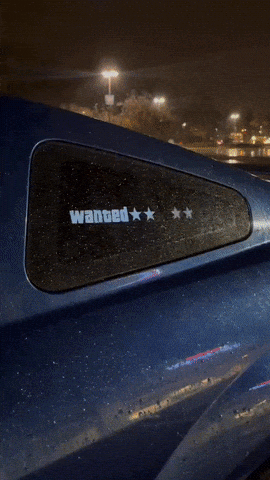 5 Stars Wanted Level Led Window/Windshield Sticker - shift-knoobs