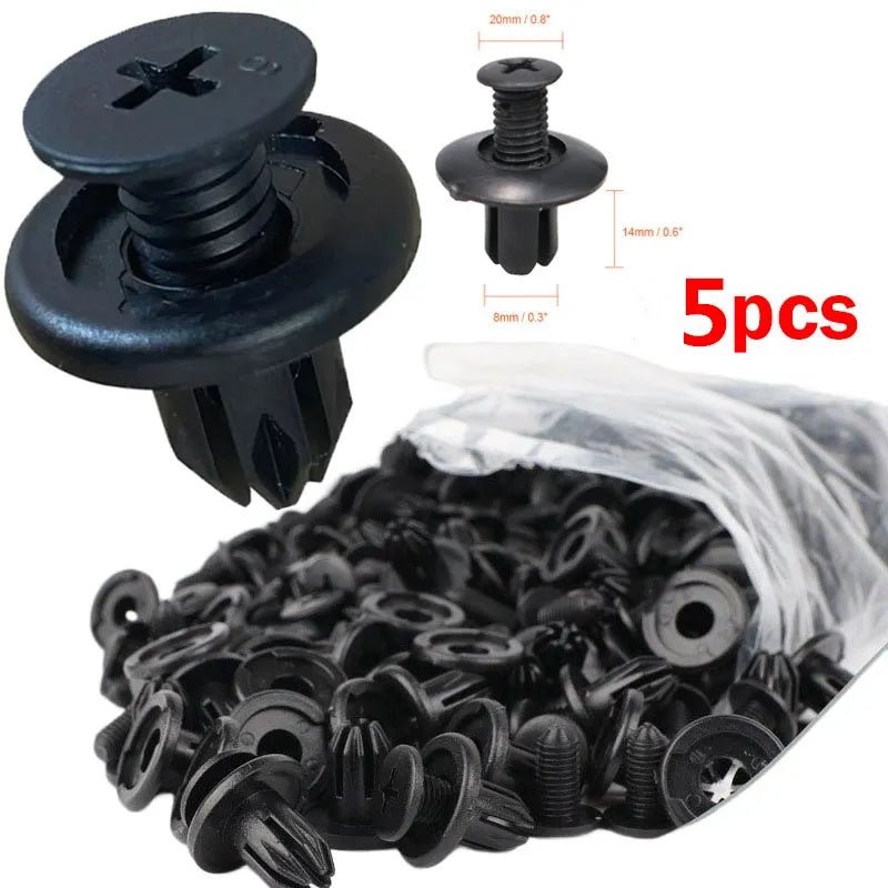 5/100pcs 8mm Plastic Rivets Fasteners Screw Car Bumper Fender Black Rivet Car Fastener Clips for Toyota Focus Kia Nissan Yamaha - shift - knoobs
