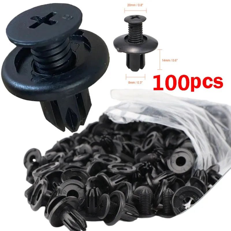 5/100pcs 8mm Plastic Rivets Fasteners Screw Car Bumper Fender Black Rivet Car Fastener Clips for Toyota Focus Kia Nissan Yamaha - shift - knoobs
