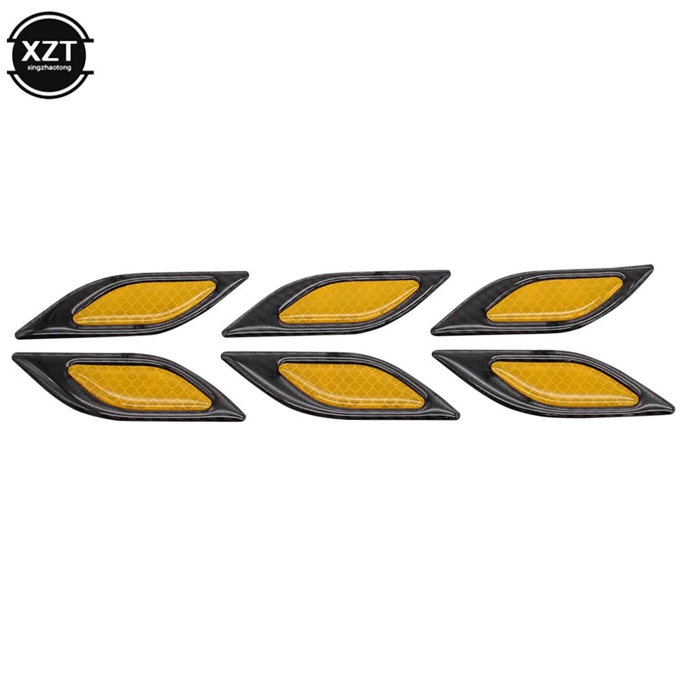 6pcs 3D Car Styling Reflective Carbon Fiber Bumper Strips Safety Warning Tape Secure Reflector Stickers Car Exterior Accessories - shift - knoobs
