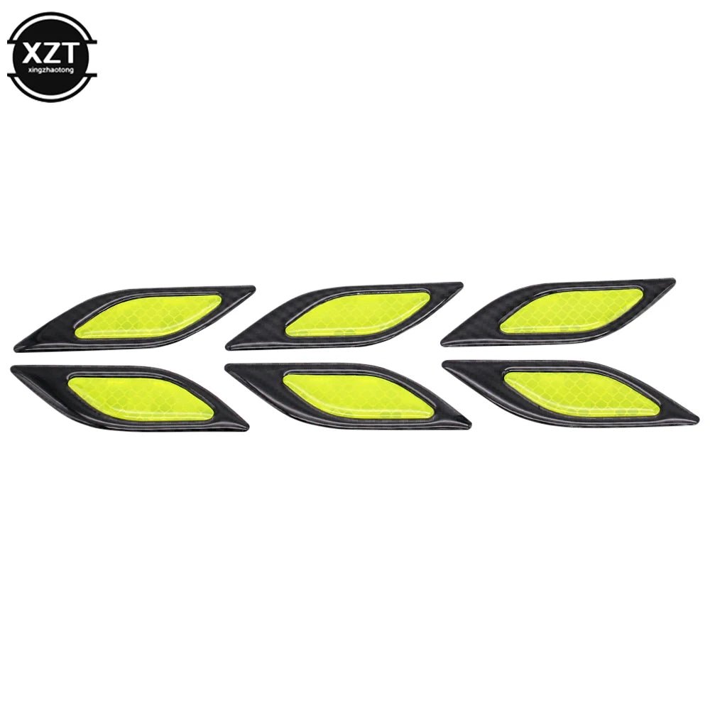 6pcs 3D Car Styling Reflective Carbon Fiber Bumper Strips Safety Warning Tape Secure Reflector Stickers Car Exterior Accessories - shift - knoobs