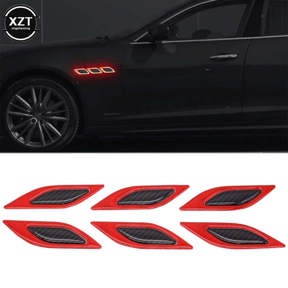 6pcs 3D Car Styling Reflective Carbon Fiber Bumper Strips Safety Warning Tape Secure Reflector Stickers Car Exterior Accessories - shift - knoobs