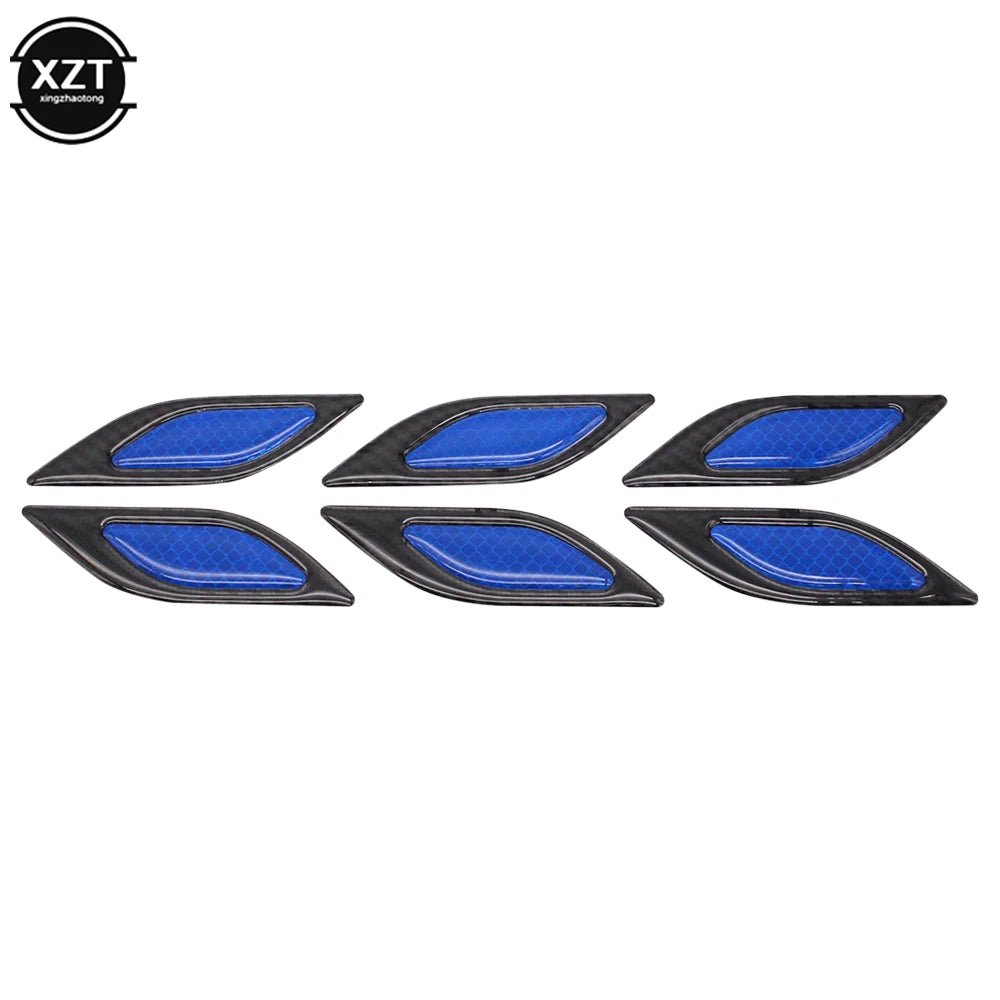 6pcs 3D Car Styling Reflective Carbon Fiber Bumper Strips Safety Warning Tape Secure Reflector Stickers Car Exterior Accessories - shift - knoobs