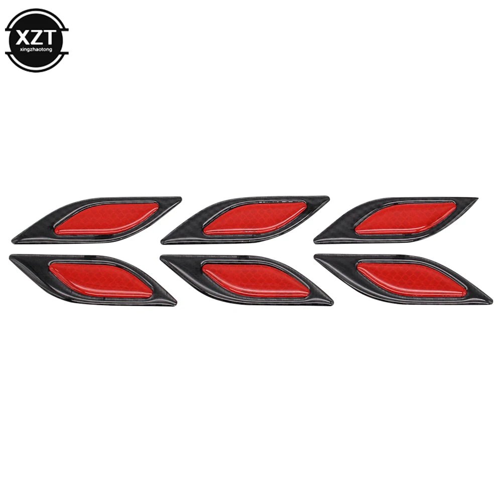 6pcs 3D Car Styling Reflective Carbon Fiber Bumper Strips Safety Warning Tape Secure Reflector Stickers Car Exterior Accessories - shift - knoobs