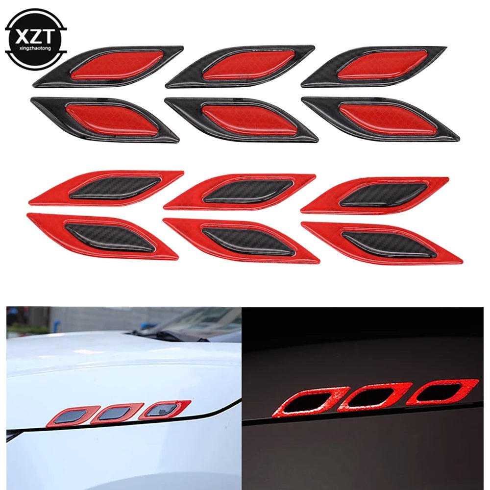 6pcs 3D Car Styling Reflective Carbon Fiber Bumper Strips Safety Warning Tape Secure Reflector Stickers Car Exterior Accessories - shift - knoobs