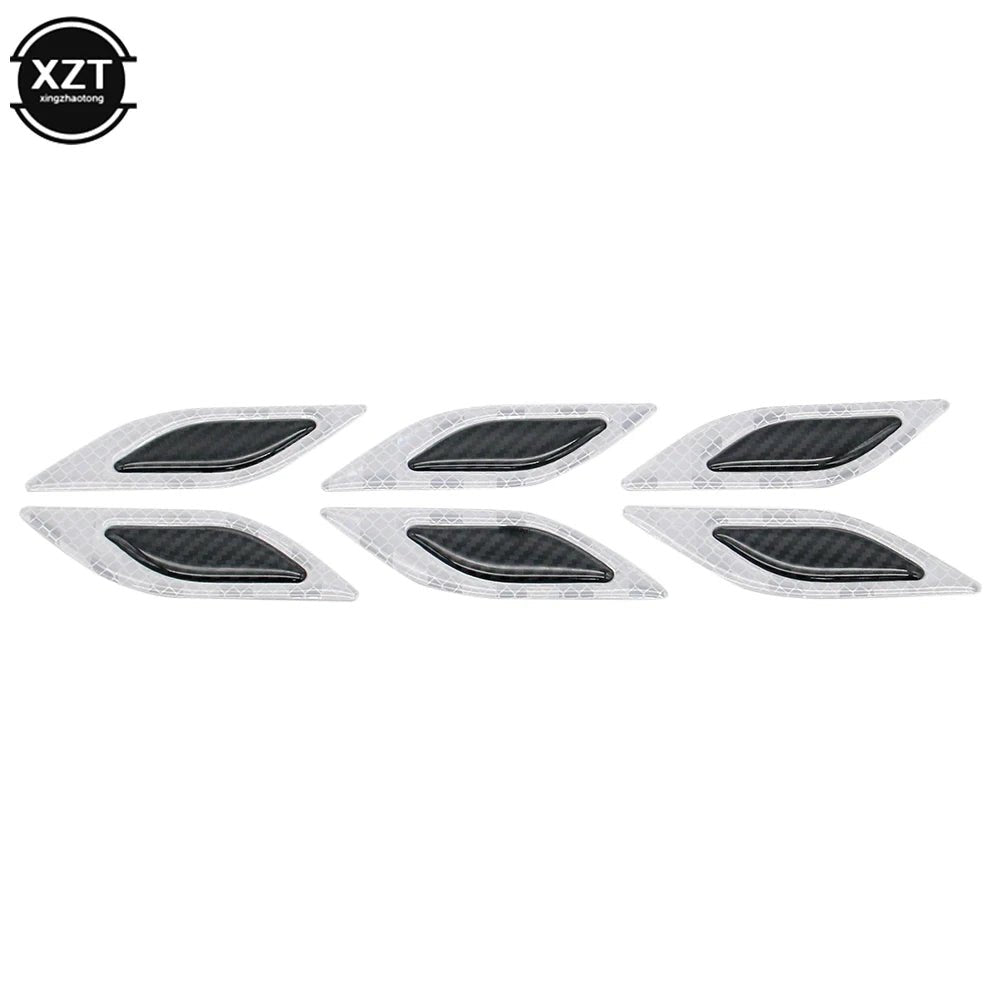 6pcs 3D Car Styling Reflective Carbon Fiber Bumper Strips Safety Warning Tape Secure Reflector Stickers Car Exterior Accessories - shift - knoobs