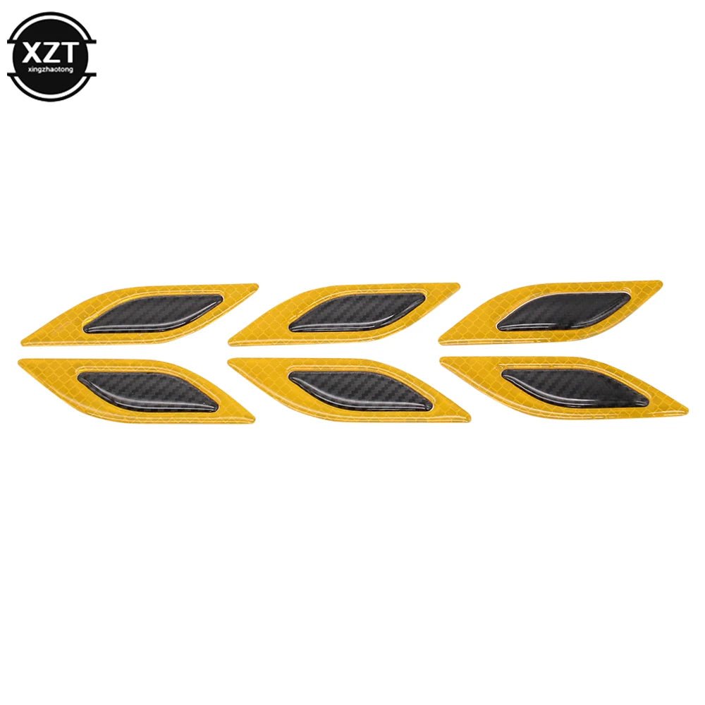 6pcs 3D Car Styling Reflective Carbon Fiber Bumper Strips Safety Warning Tape Secure Reflector Stickers Car Exterior Accessories - shift - knoobs