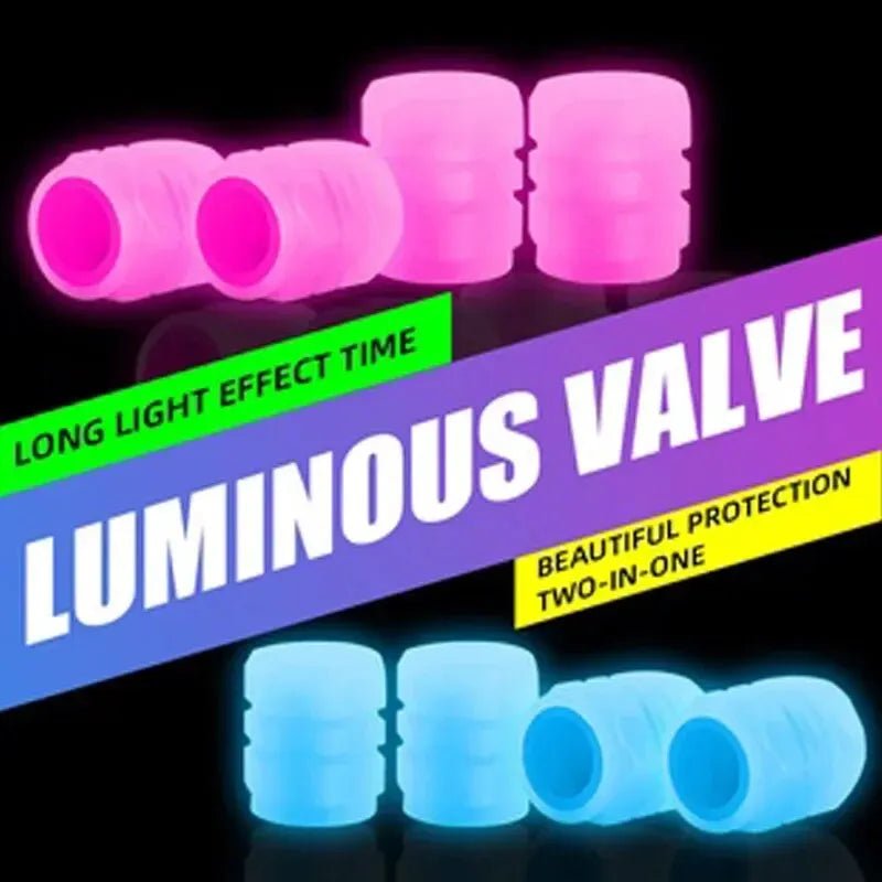 8PCS Luminous Valve Motorcycle Bicycle Bike Car Wheel Tyre Hub Cap Fluorescent Night GlowingLuminous Valve Stem Caps Decor - shift - knoobs