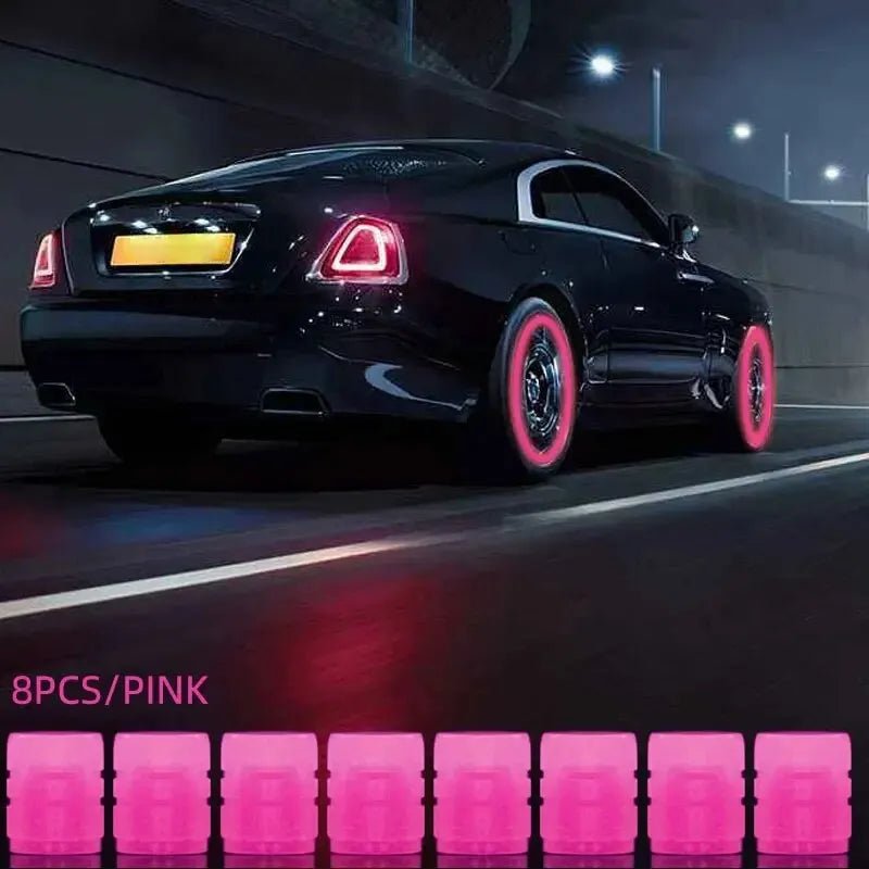 8PCS Luminous Valve Motorcycle Bicycle Bike Car Wheel Tyre Hub Cap Fluorescent Night GlowingLuminous Valve Stem Caps Decor - shift - knoobs
