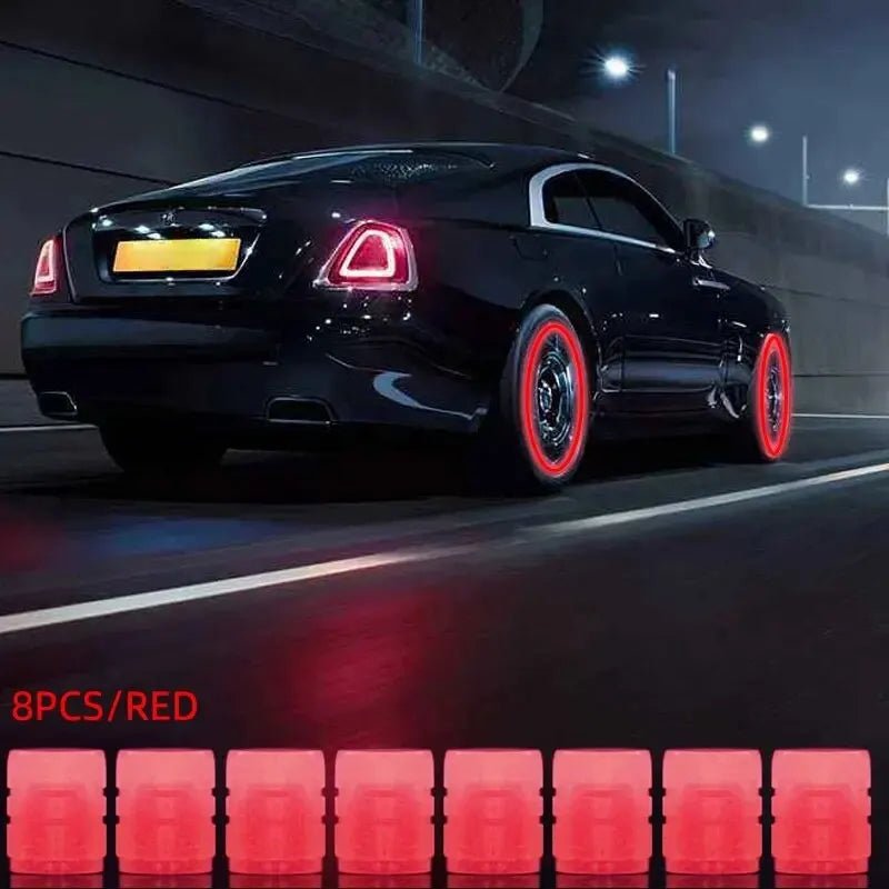 8PCS Luminous Valve Motorcycle Bicycle Bike Car Wheel Tyre Hub Cap Fluorescent Night GlowingLuminous Valve Stem Caps Decor - shift - knoobs