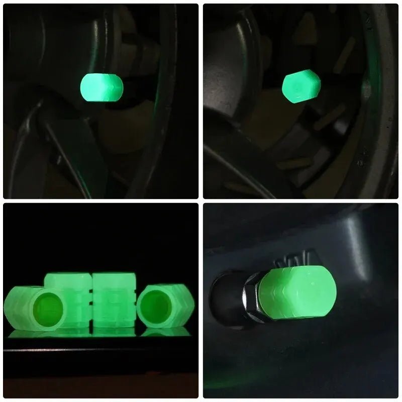 8PCS Luminous Valve Motorcycle Bicycle Bike Car Wheel Tyre Hub Cap Fluorescent Night GlowingLuminous Valve Stem Caps Decor - shift - knoobs