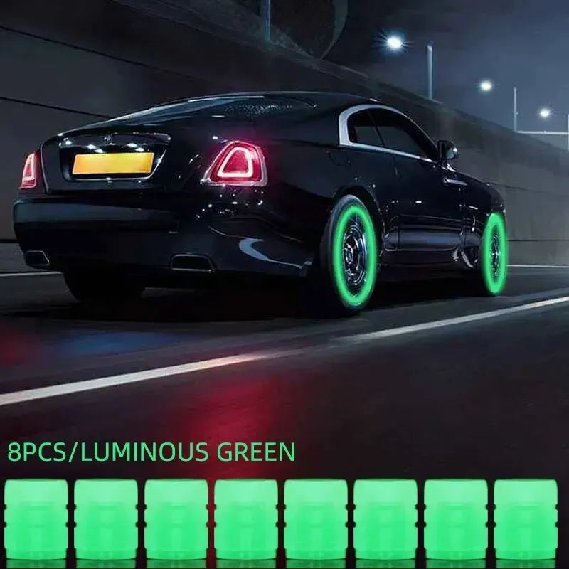 8PCS Luminous Valve Motorcycle Bicycle Bike Car Wheel Tyre Hub Cap Fluorescent Night GlowingLuminous Valve Stem Caps Decor - shift - knoobs