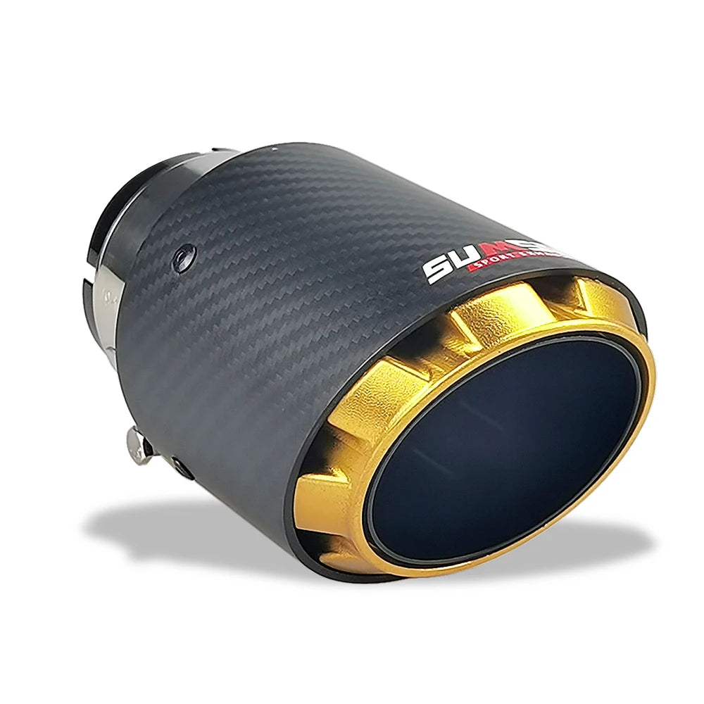 SUMSOO genuine new design cool style 3 layers carbon fiber + balck stainless modified car exhaust tip silenciador coche