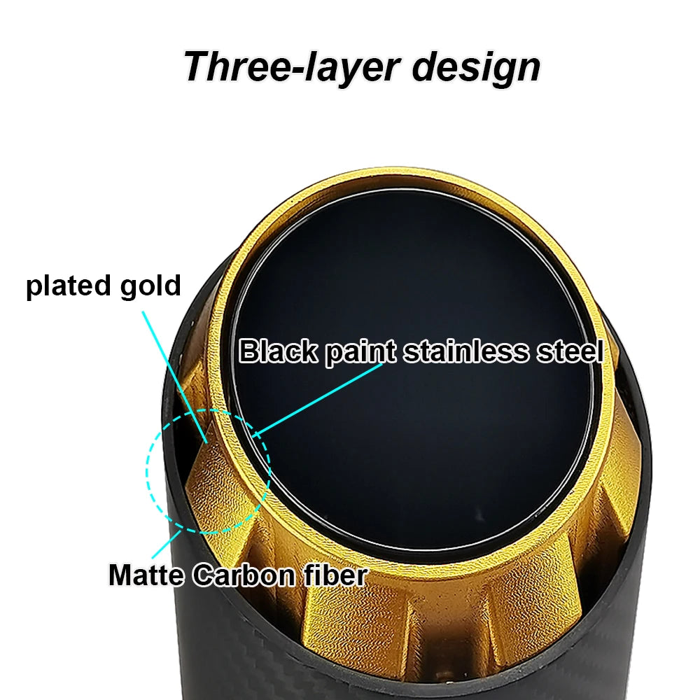 SUMSOO genuine new design cool style 3 layers carbon fiber + balck stainless modified car exhaust tip silenciador coche